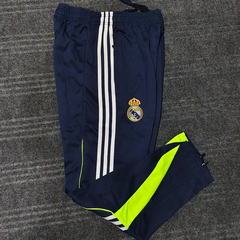 REAL MADRID NAVY BLUE AND NEON 4 STIRIPES 2025/26 OFFICIAL TRACKSUIT