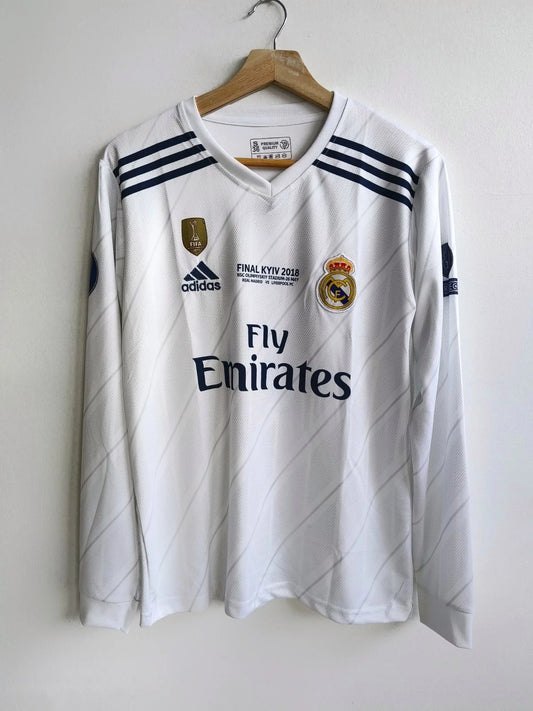 REAL MADRID RETRO 2017-18 HOME KIT FULL SLEEVE RONALDO (EMBROIDERY LOGOS)