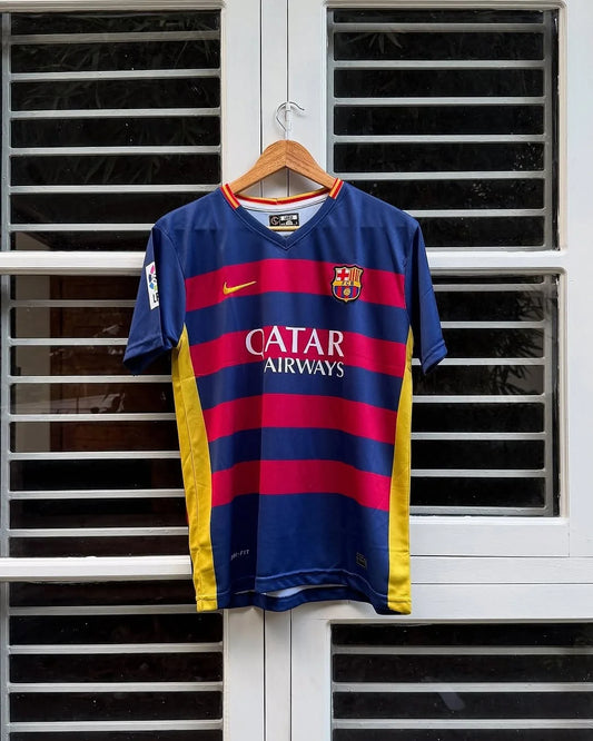 BARCELONA RETRO 2015-16 HOME KIT MESSI (EMBROIDERY LOGOS)