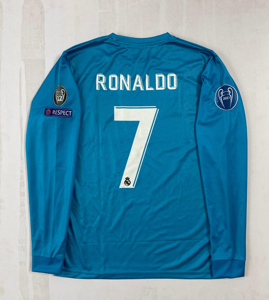Real Madrid 2017/18 Away Long-Sleeve Jersey – Cristiano Ronaldo #7 UEFA Champions League Edition (Embroidery)