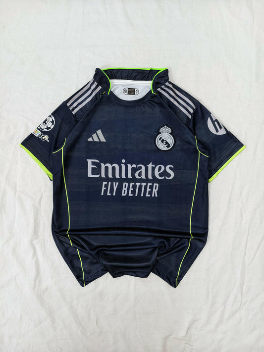 REAL MADRID AWAY 25/26 SEASON EMBROIDERY PREMIUM HALF SLEEVE KIT.