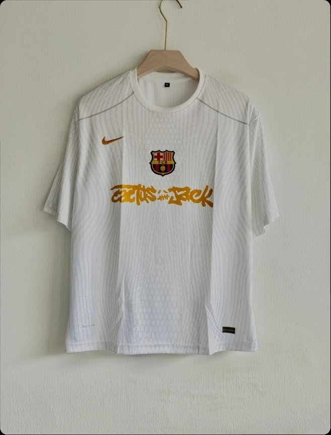 BARCELONA X TRAVIS SCOTT WHITE SPECIAL EDITION KIT FIVESLEEVE EMBROIDERY