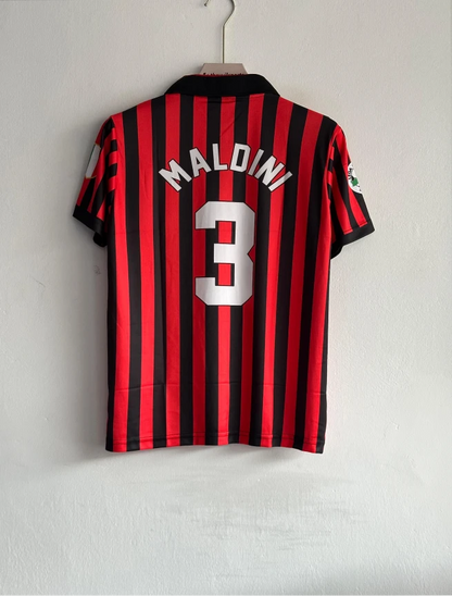 ACMILAN 1999-2000 HOME KIT MALDINI POLO EMBROIDERY
