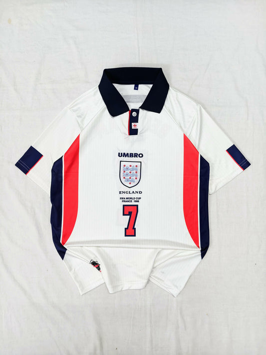 England 1998 Beckham #7 Retro Football Jersey.