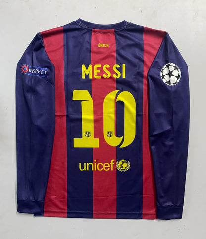 FC Barcelona 2014/15 UCL Final Jersey – Lionel Messi #10 Long Sleeve Edition (Embroidery)